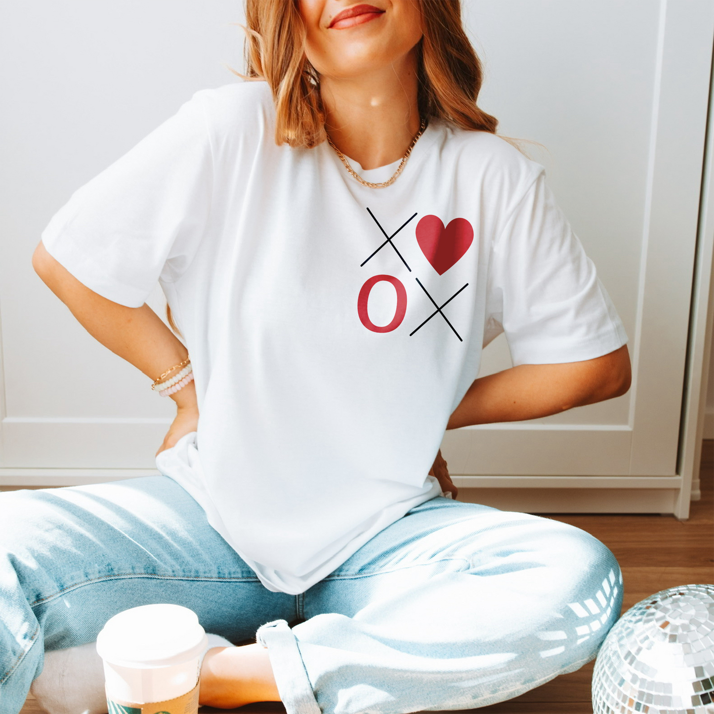 XOXO Heart Shirt – Cute Valentine’s Day Graphic Tee (White)