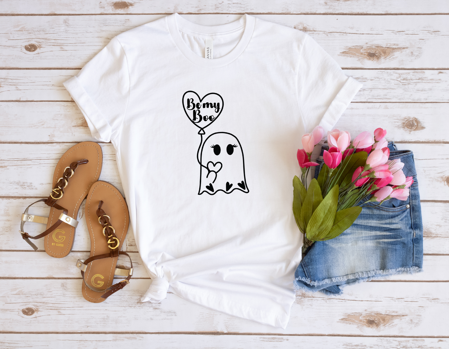 Be My Boo Ghost Valentine Shirt – Cute Love Graphic Tee (Black & White)