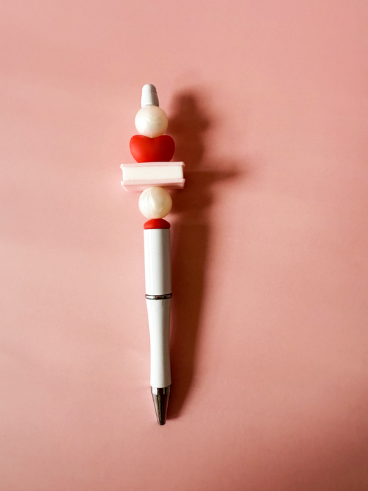 Valentine Beaded Pen – Cute Heart Design | Giftable Writing Pen
