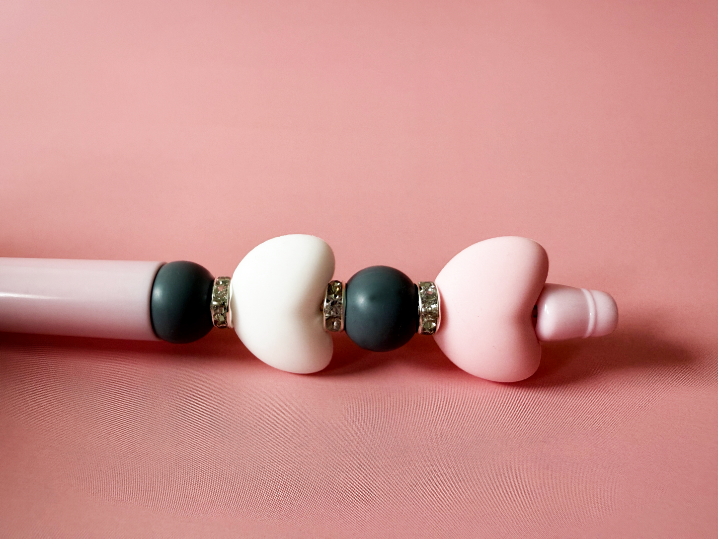 Heart Beaded Pen – Soft Pink & Neutral Design | Cute Gift Pen