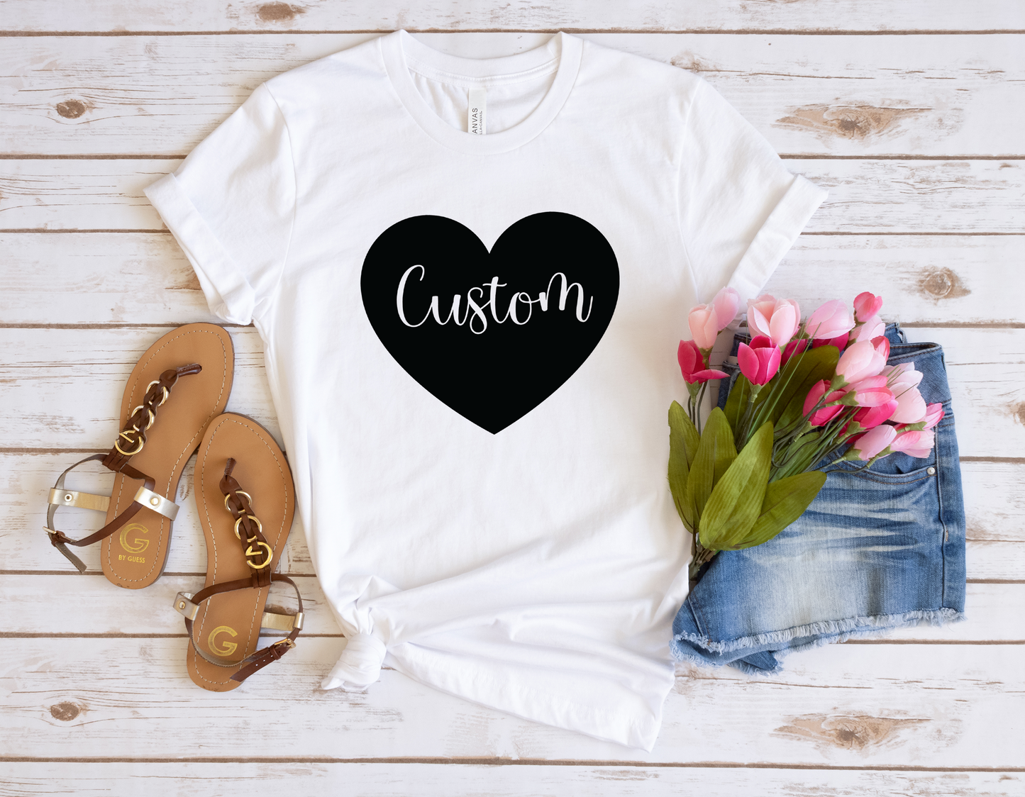Custom Name Heart Shirt – Personalized Valentine’s Day Tee (Black, Red & White)