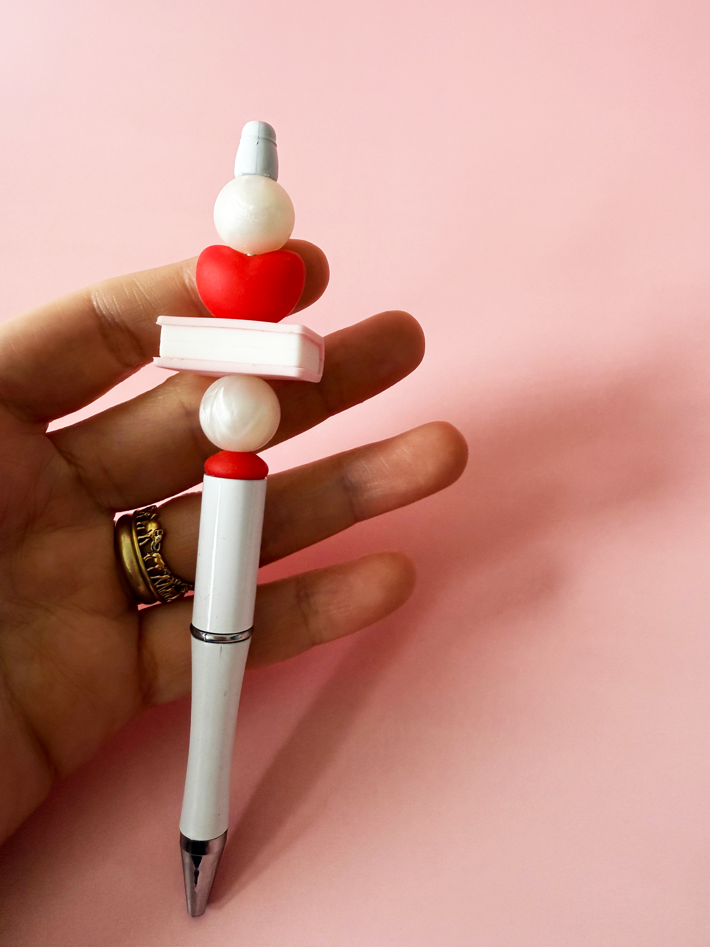 Valentine Beaded Pen – Cute Heart Design | Giftable Writing Pen